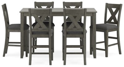 Caitbrook Counter Height Dining Table and Bar Stools (Set of 7) - Gray 7 Piece Dining Room Set modern furniture Contempo Furniture