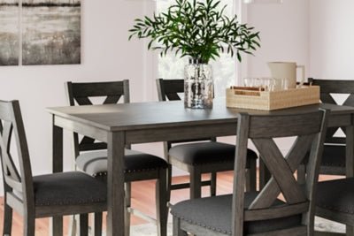 Caitbrook Counter Height Dining Table and Bar Stools (Set of 7) - Gray 7 Piece Dining Room Set modern furniture Contempo Furniture