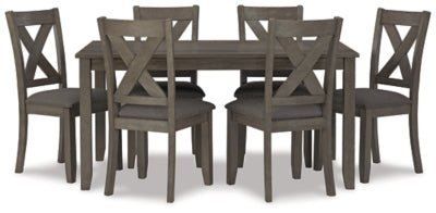 Caitbrook Dining Table and Chairs (Set of 7) - Gray 7 Piece Dining Room Set modern furniture Contempo Furniture