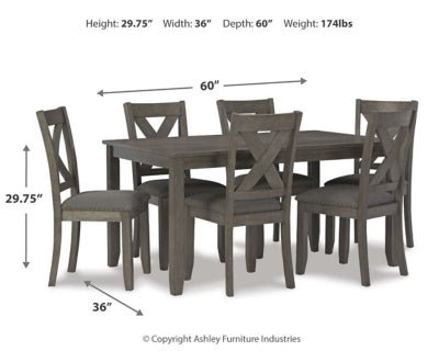 Caitbrook Dining Table and Chairs (Set of 7) - Gray 7 Piece Dining Room Set modern furniture Contempo Furniture