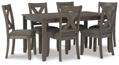 Caitbrook Dining Table and Chairs (Set of 7) - Gray 7 Piece Dining Room Set modern furniture Contempo Furniture