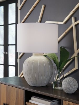 Calbert Table Lamp - Gray Table Lamp modern furniture Contempo Furniture