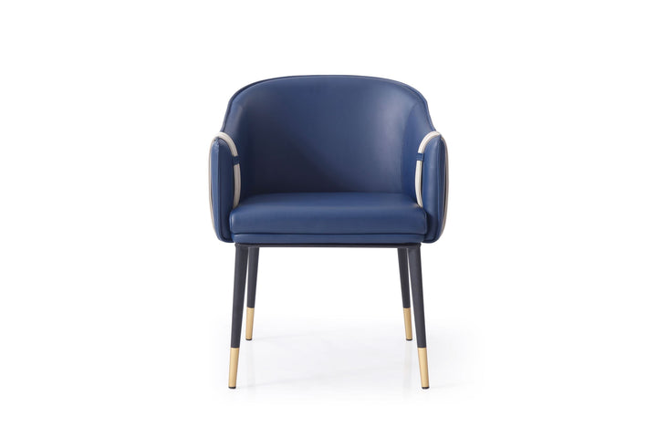 Calderon - Blue &amp; Beige Vegan Leather Dining Chair