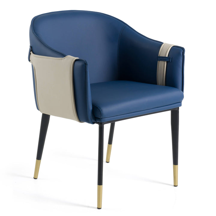 Calderon  Blue & Beige Vegan Leather Dining Chair