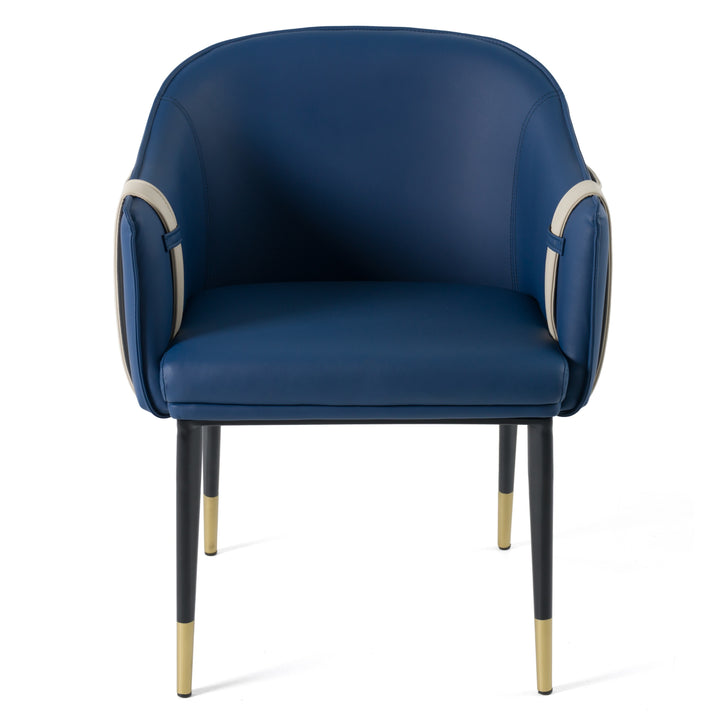 Calderon - Blue &amp; Beige Vegan Leather Dining Chair