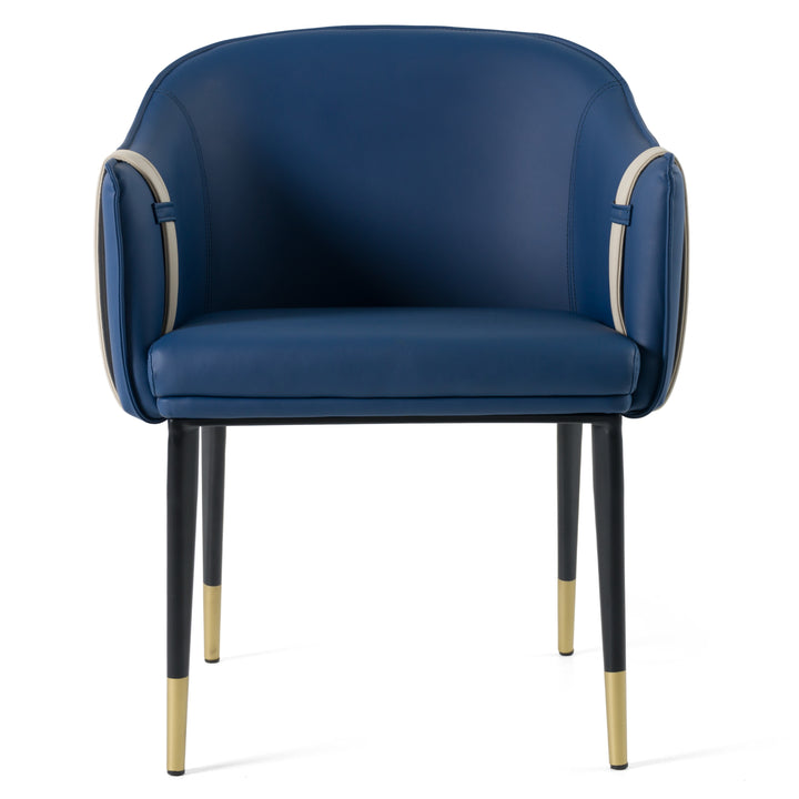 Calderon - Blue &amp; Beige Vegan Leather Dining Chair