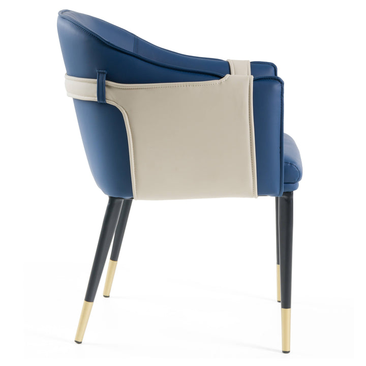 Calderon - Blue &amp; Beige Vegan Leather Dining Chair