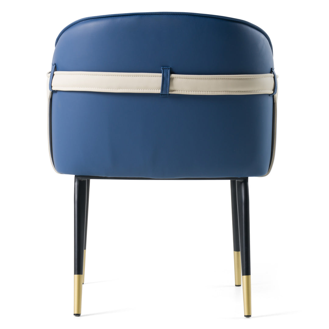Calderon - Blue & Beige Vegan Leather Dining Chair