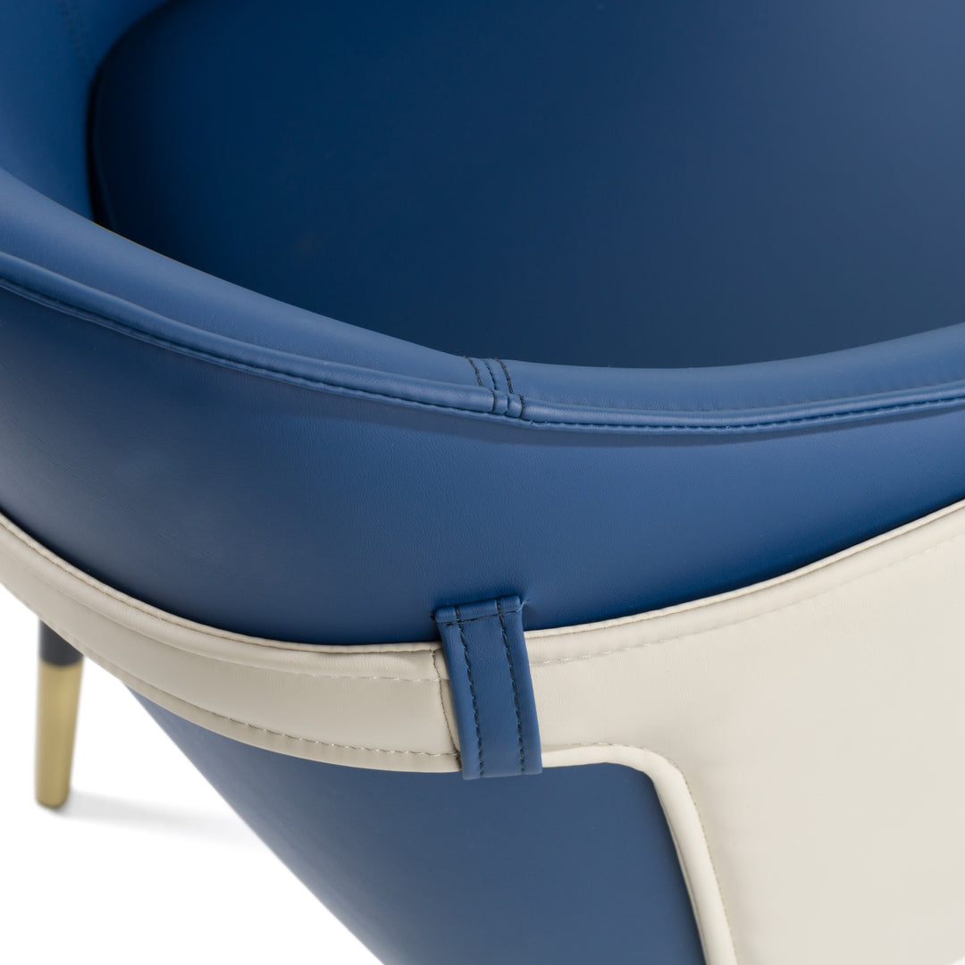 Calderon - Blue & Beige Vegan Leather Dining Chair