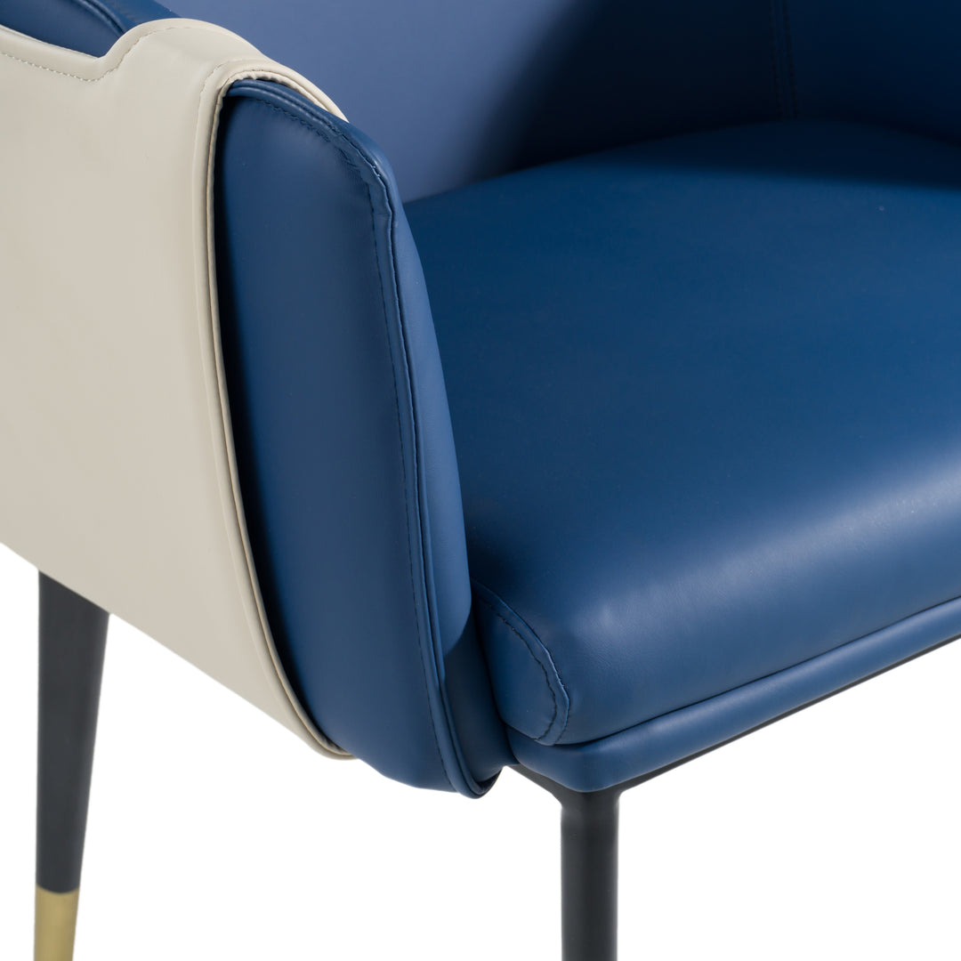 Calderon - Blue & Beige Vegan Leather Dining Chair