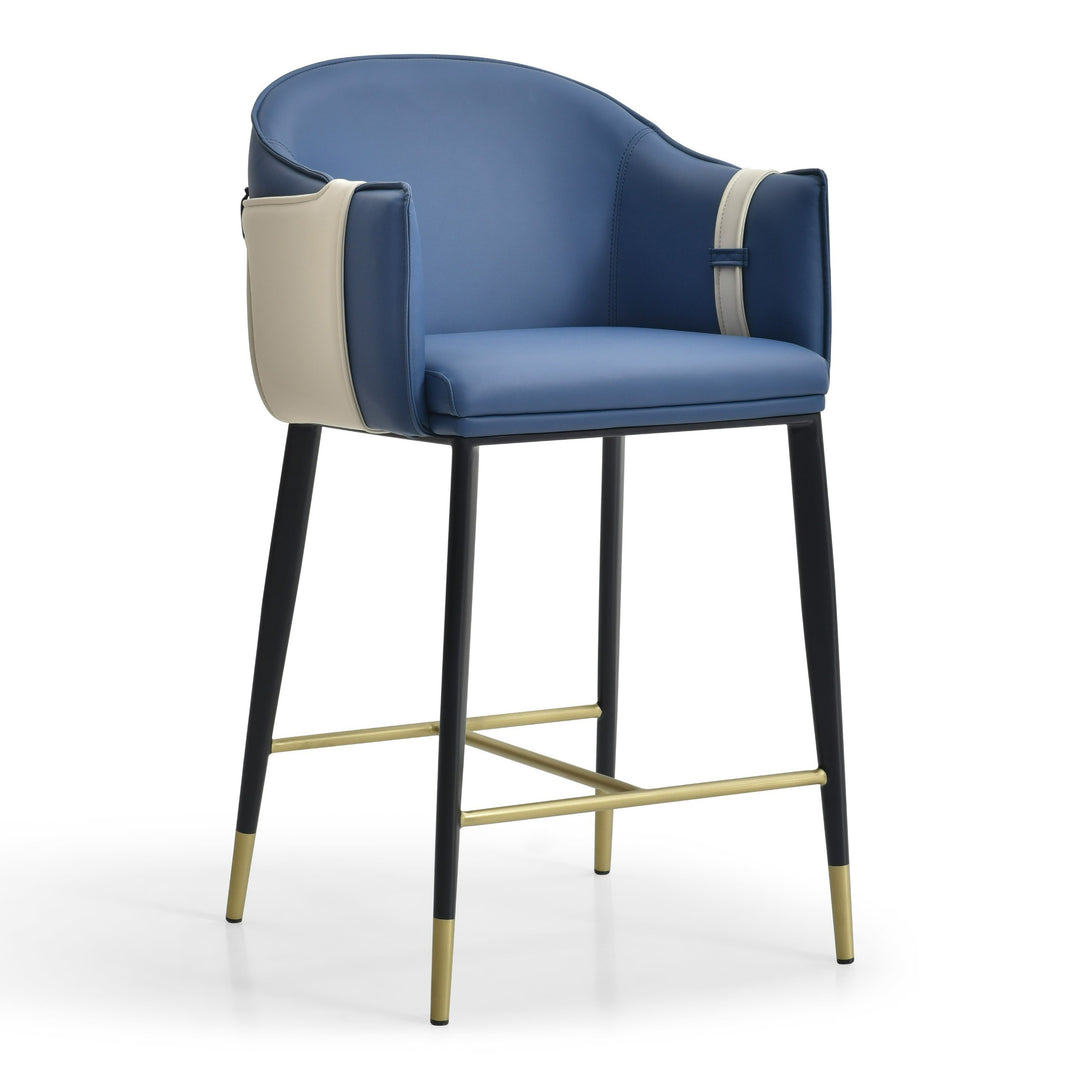 Calderon - Modern Blue & Beige Vegan Leather Counter Chair