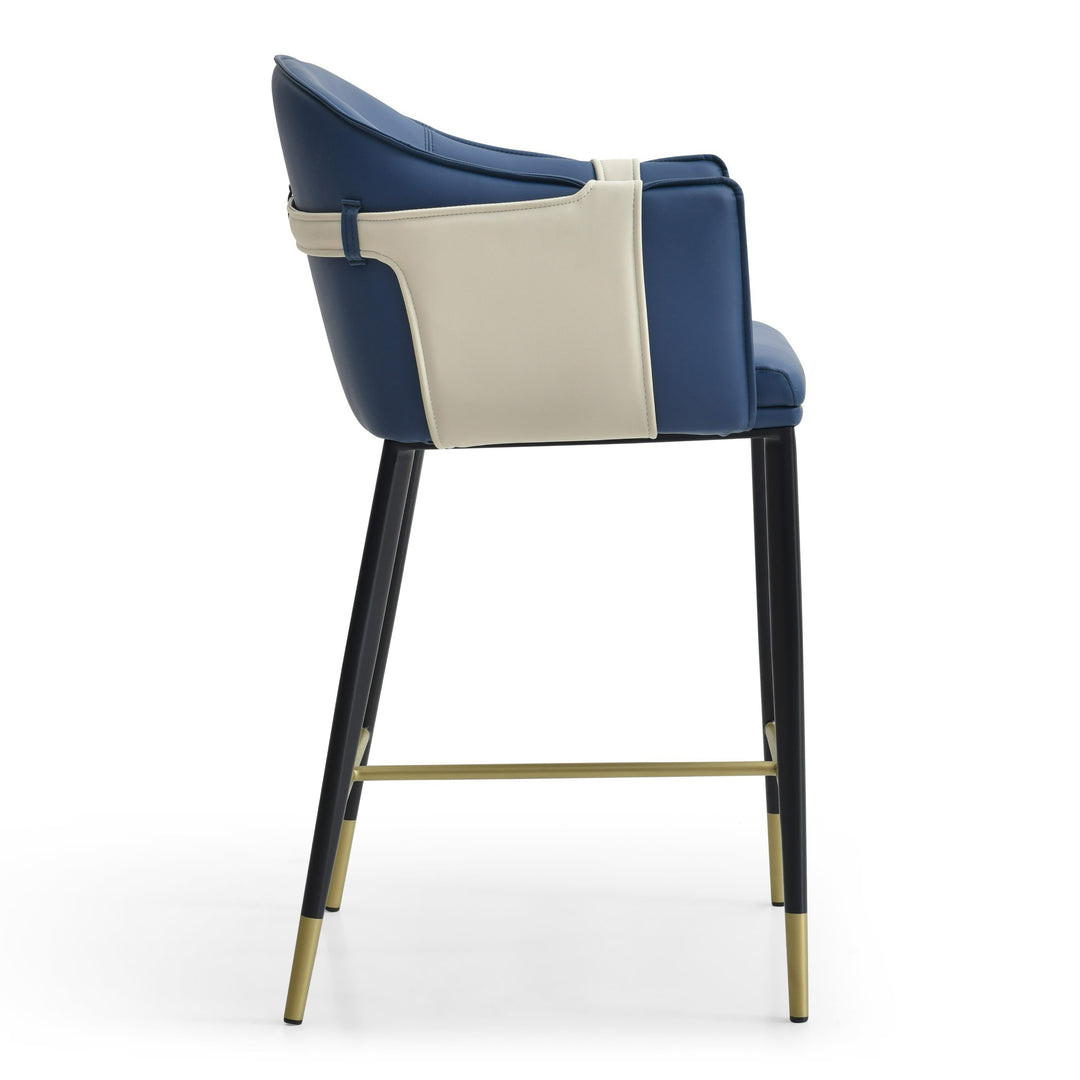 Calderon - Modern Blue & Beige Vegan Leather Counter Chair