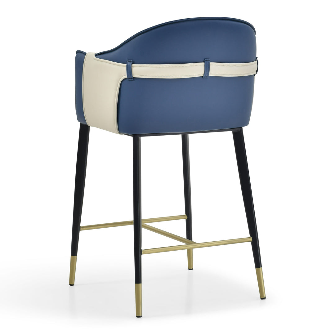 Calderon - Modern Blue & Beige Vegan Leather Counter Chair