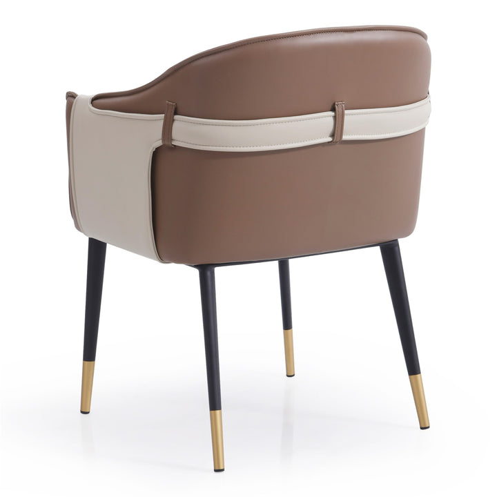Calderon - Modern Brown &amp; Beige Vegan Leather Dining Chair
