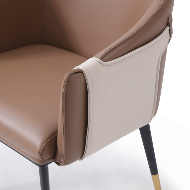Calderon - Modern Brown &amp; Beige Vegan Leather Dining Chair
