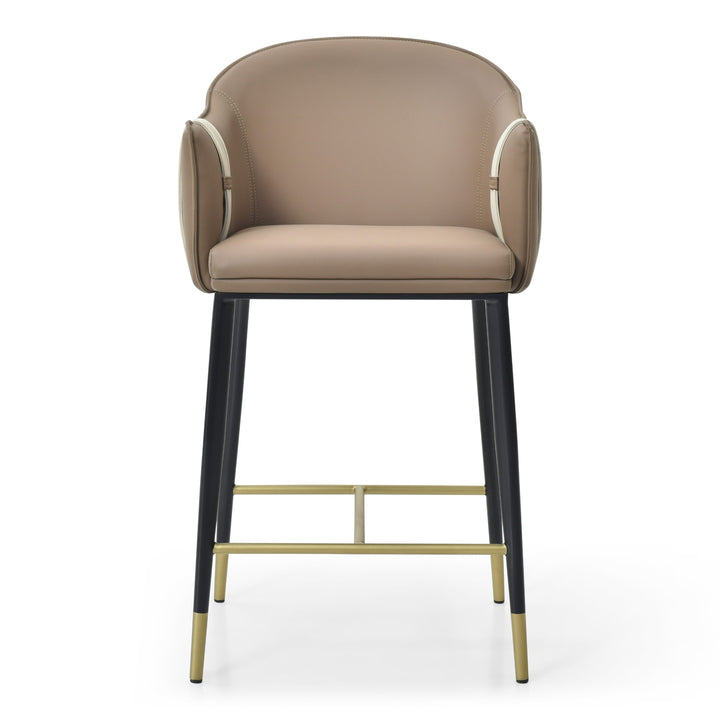 Calderon - Modern Brown &amp; Beige Vegan Leather Counter Chair