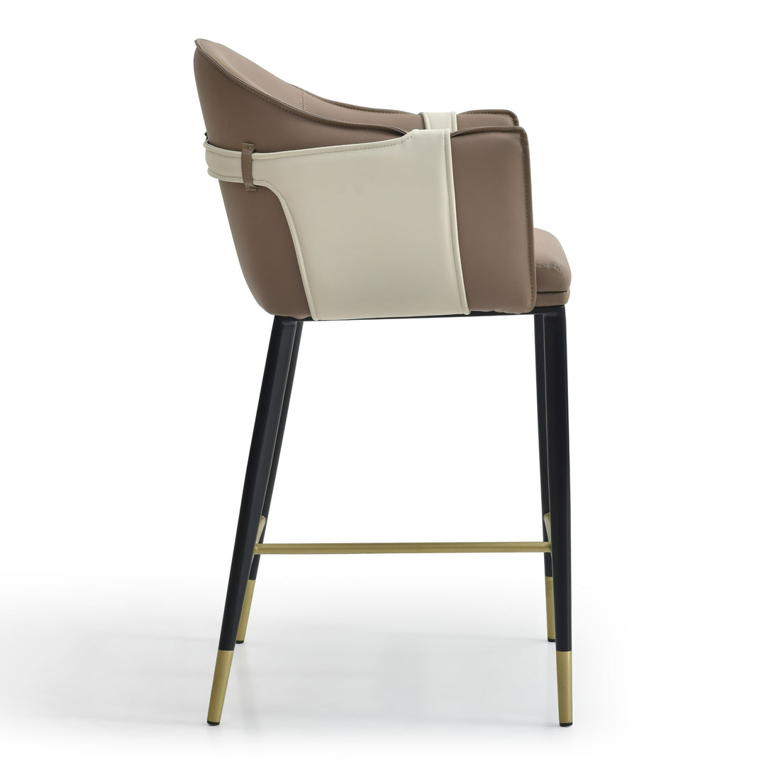 Calderon - Modern Brown & Beige Vegan Leather Counter Chair
