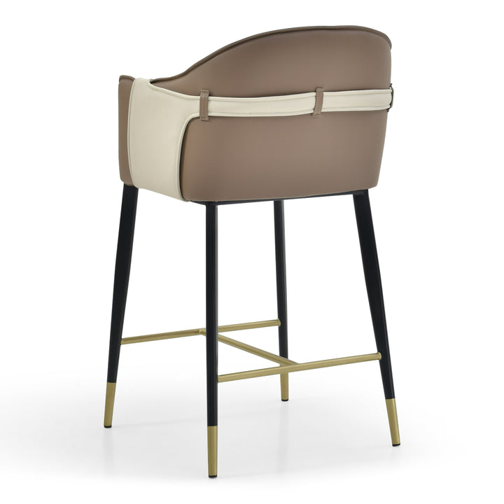 Calderon - Modern Brown &amp; Beige Vegan Leather Counter Chair