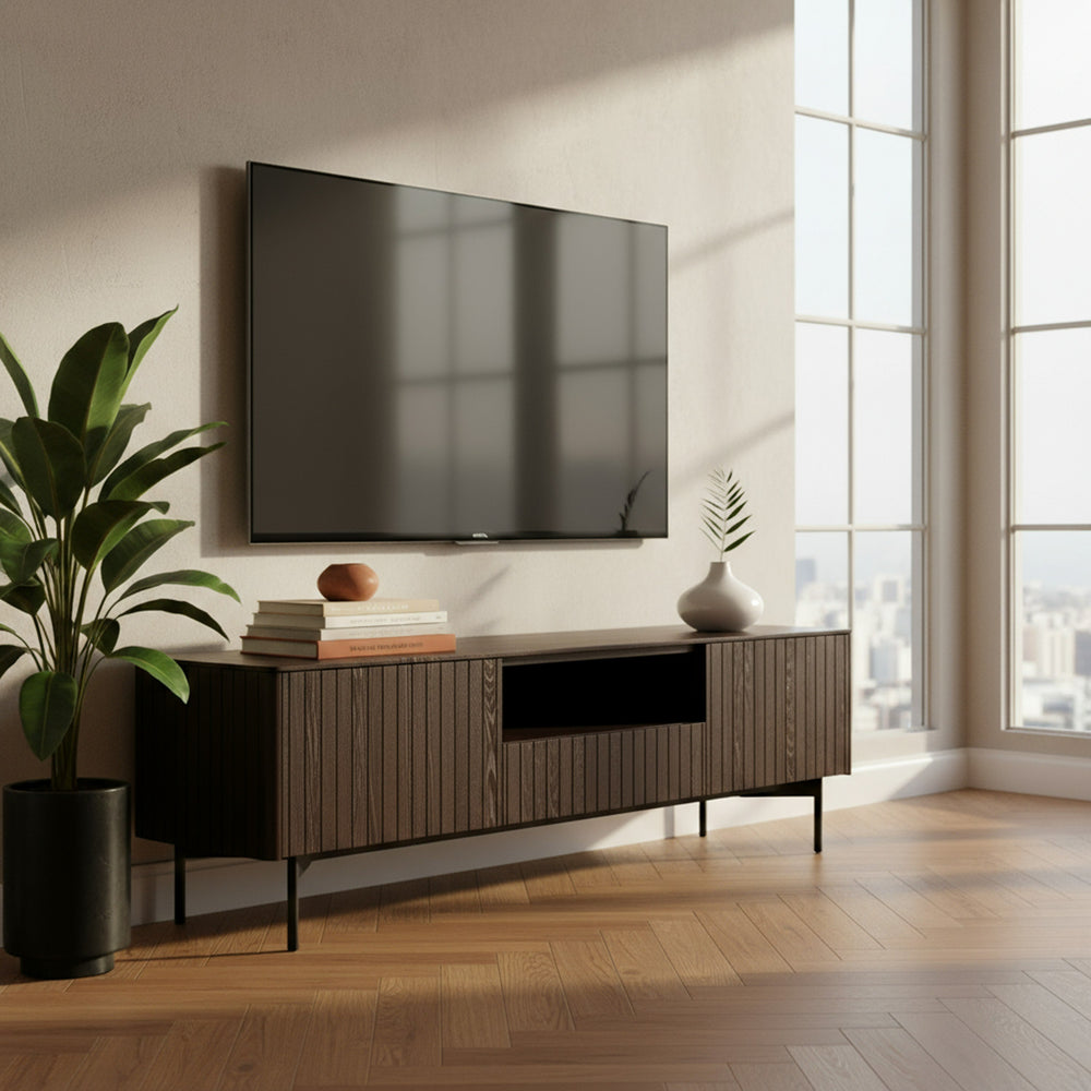 Calhoun - Modern Smoked Ash TV Stand - View 3