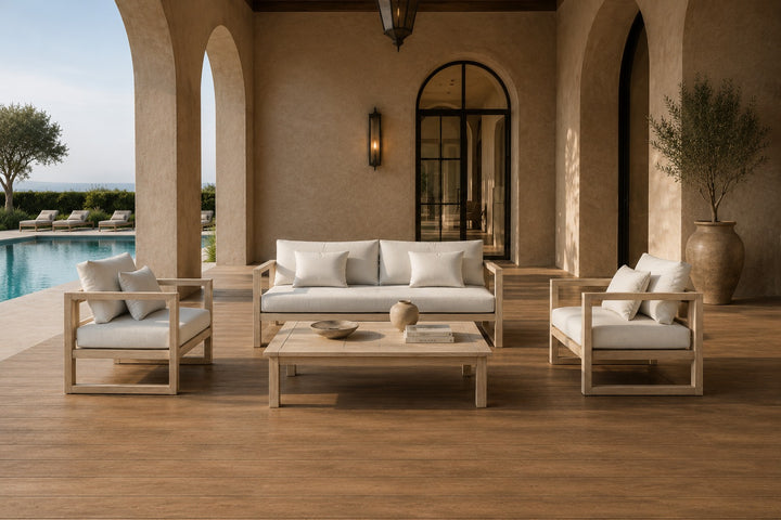 Calm - Outdoor Grey + Acacia Sofa Set