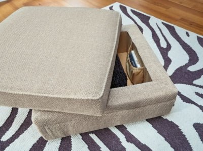 Calnita Ottoman With Storage - Beige Storage Ottoman modern furniture Contempo Furniture