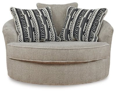 Calnita Oversized Swivel Accent Chair - Beige Swivel Chair modern furniture Contempo Furniture