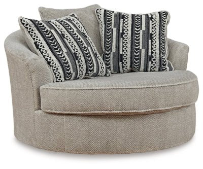 Calnita Oversized Swivel Accent Chair - Beige Swivel Chair modern furniture Contempo Furniture