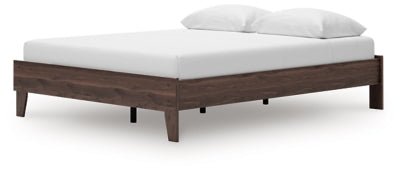 Calverson Queen Platform Bed - Light Brown Platform Bed modern furniture Contempo Furniture