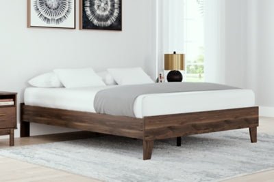 Calverson Queen Platform Bed - Light Brown Platform Bed modern furniture Contempo Furniture