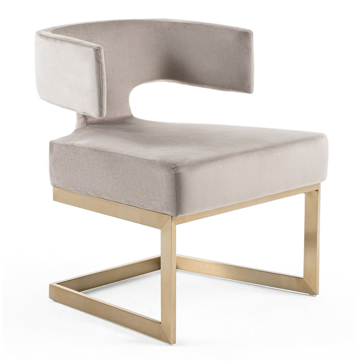 Calvo Modern Off-White Velvet &amp; Brass Dining Chair