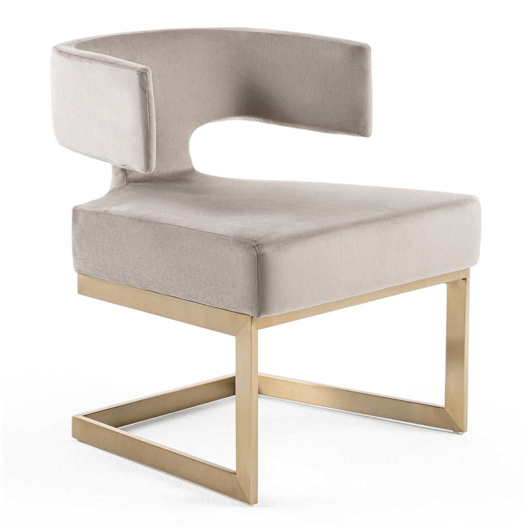 Calvo Modern Off-White Velvet & Brass Dining Chair