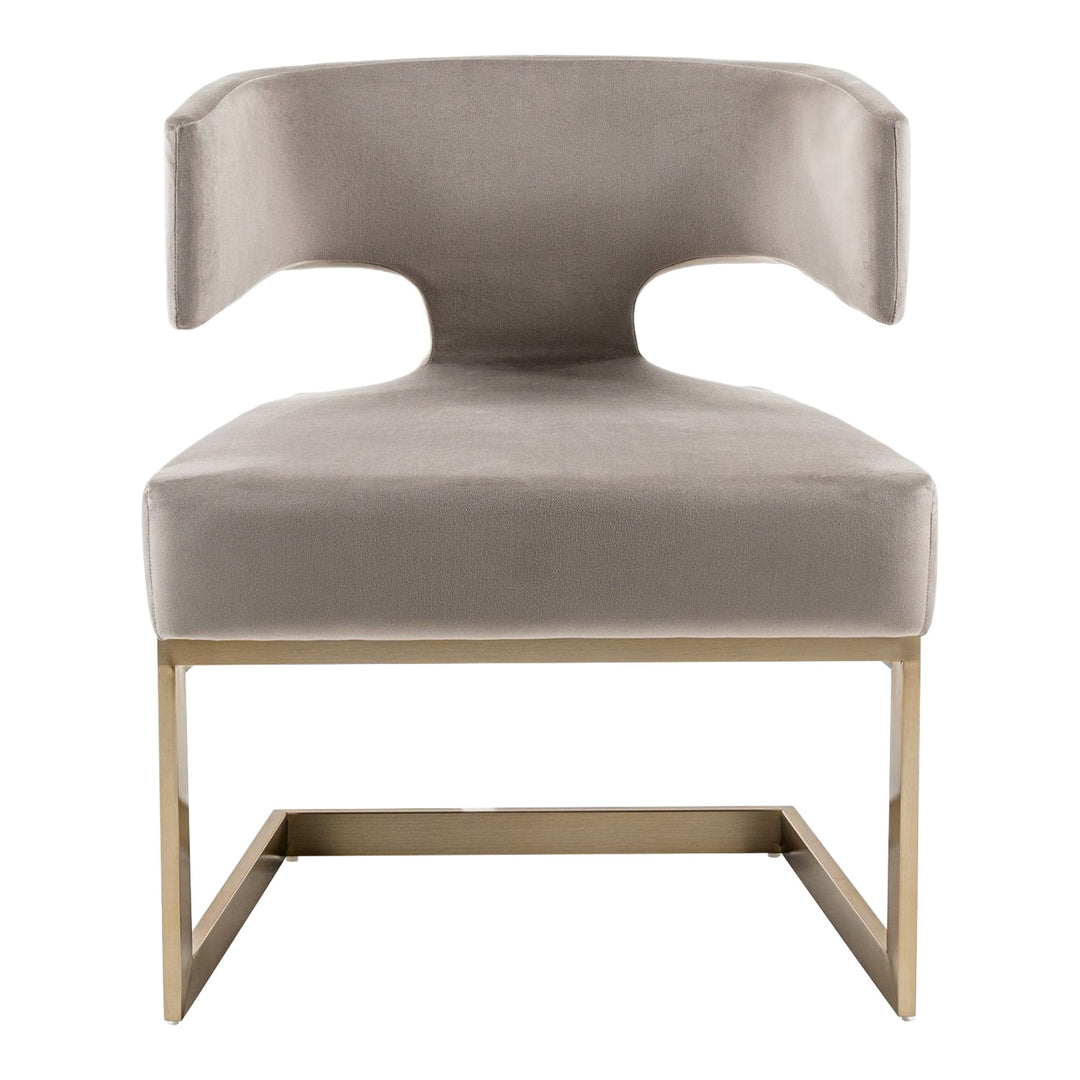 Calvo Modern Off-White Velvet & Brass Dining Chair