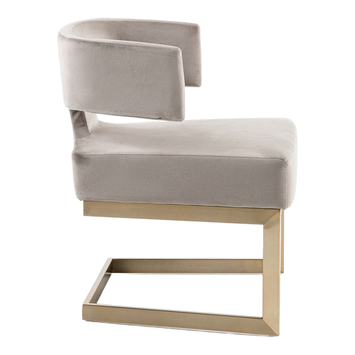 Calvo Modern Off-White Velvet &amp; Brass Dining Chair