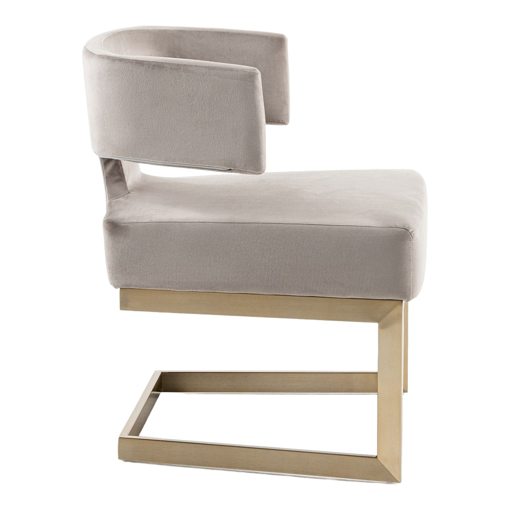 Calvo Modern Off-White Velvet & Brass Dining Chair - View 14