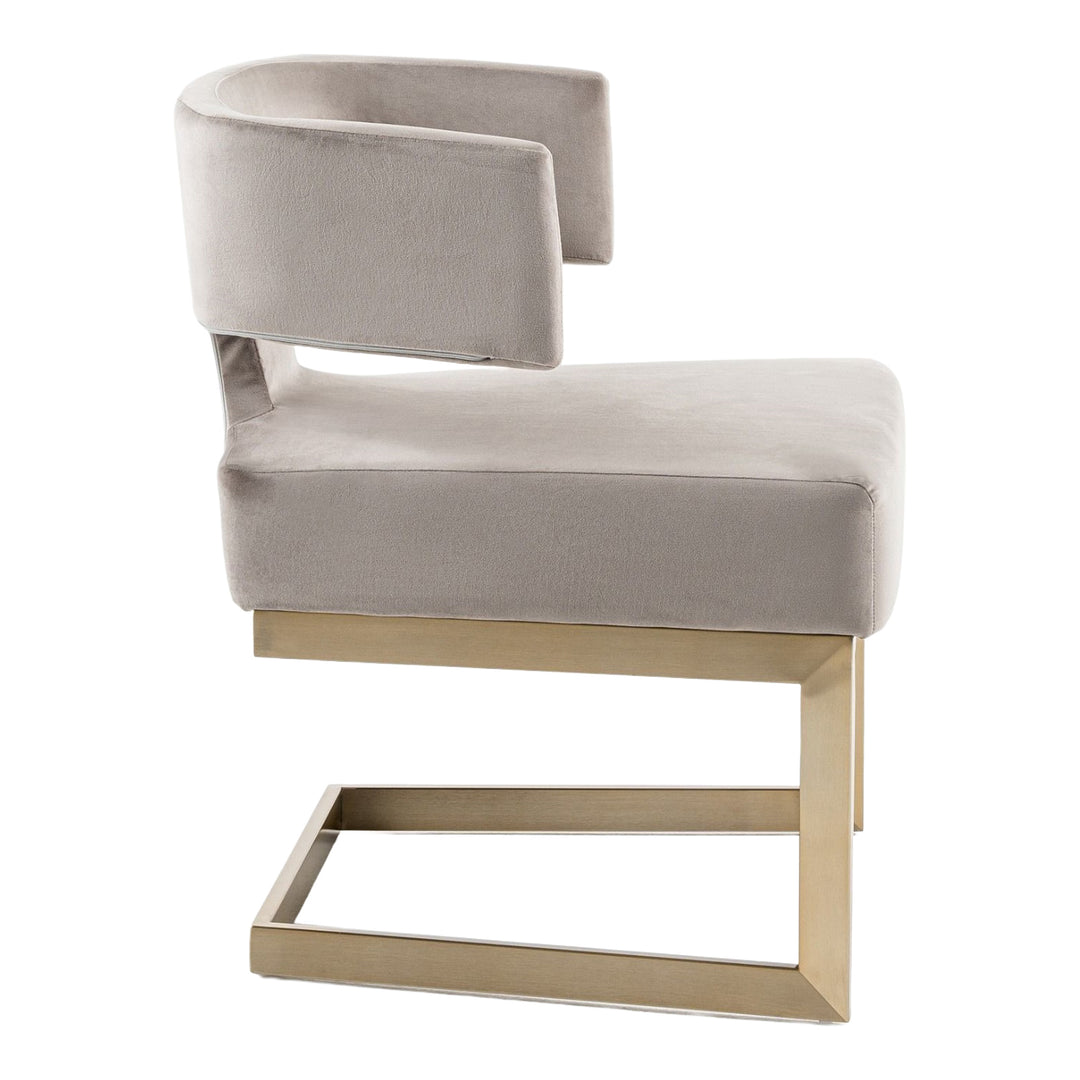 Calvo Modern Off-White Velvet & Brass Dining Chair
