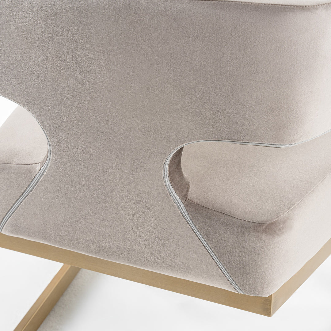 Calvo Modern Off-White Velvet & Brass Dining Chair