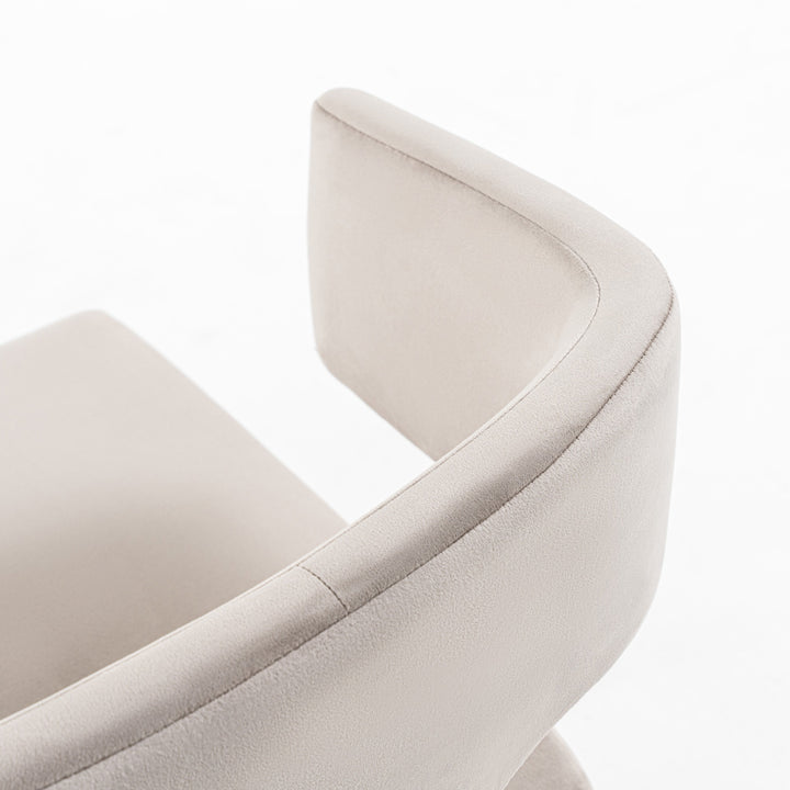Calvo Modern Off-White Velvet &amp; Brass Dining Chair