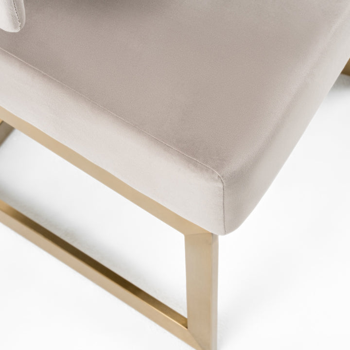 Calvo Modern Off-White Velvet &amp; Brass Dining Chair