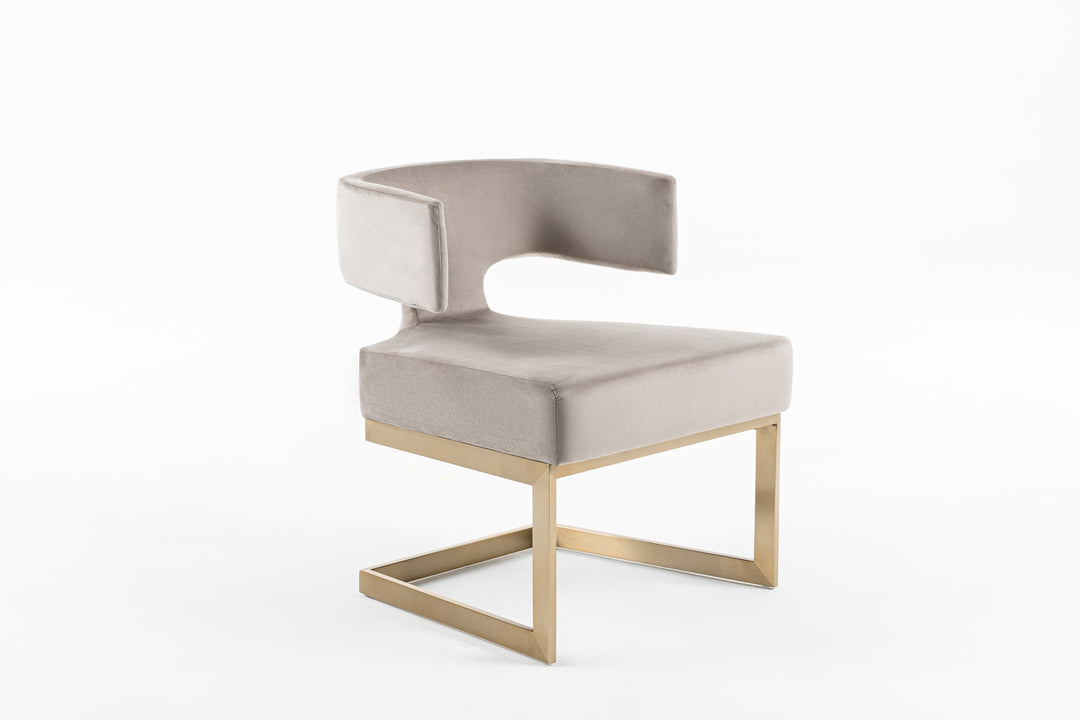 Calvo Modern OffWhite Velvet & Brass Dining Chair