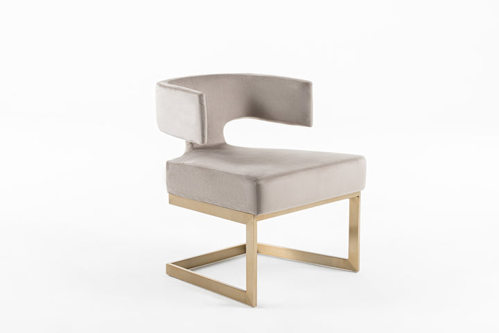 Calvo Modern Off-White Velvet &amp; Brass Dining Chair