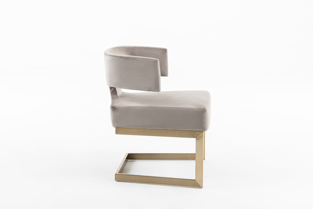 Calvo Modern Off-White Velvet & Brass Dining Chair