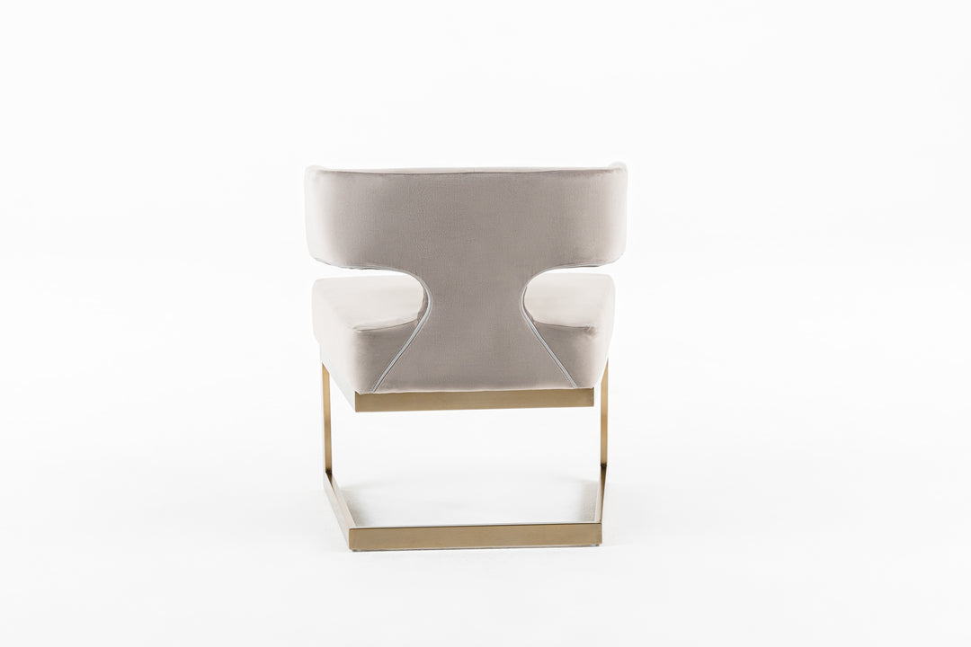 Calvo Modern OffWhite Velvet & Brass Dining Chair