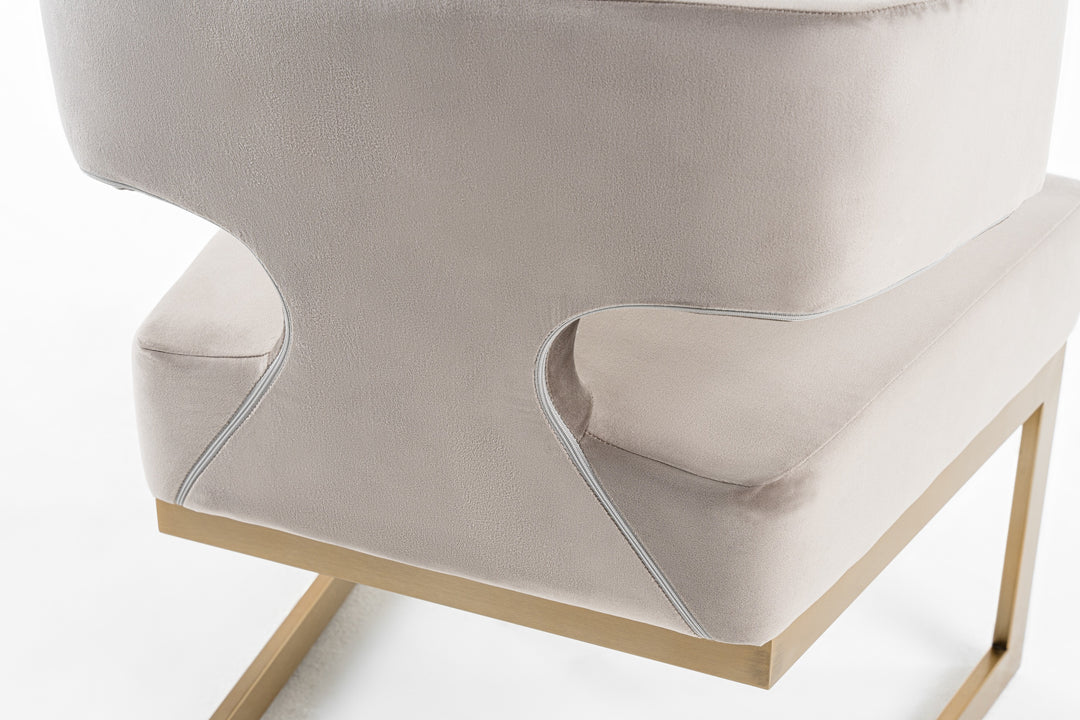 Calvo Modern OffWhite Velvet & Brass Dining Chair