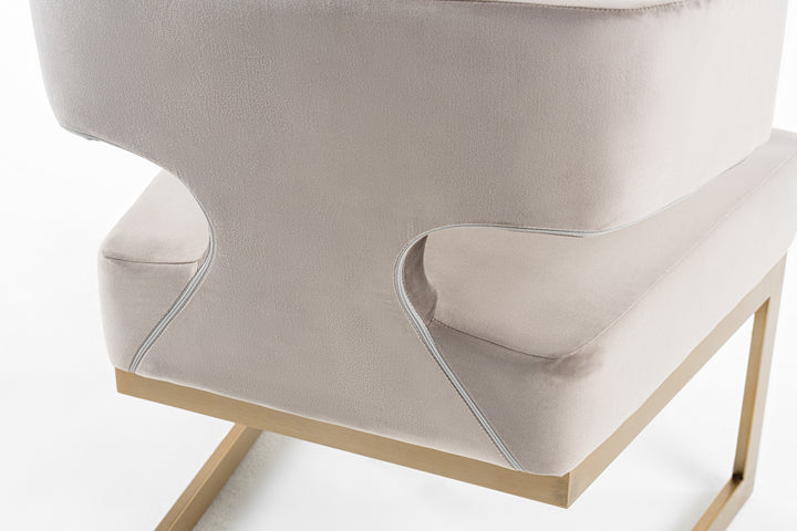 Calvo Modern OffWhite Velvet & Brass Dining Chair