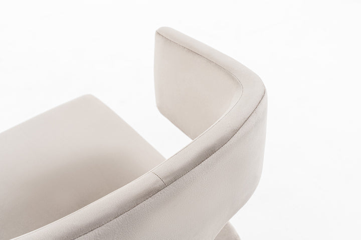 Calvo Modern Off-White Velvet &amp; Brass Dining Chair