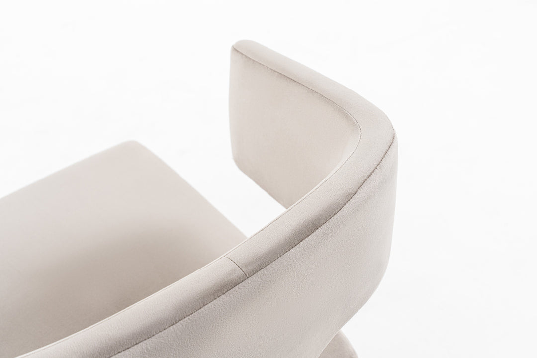 Calvo Modern OffWhite Velvet & Brass Dining Chair