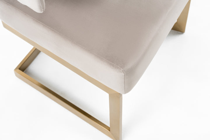 Calvo Modern Off-White Velvet &amp; Brass Dining Chair