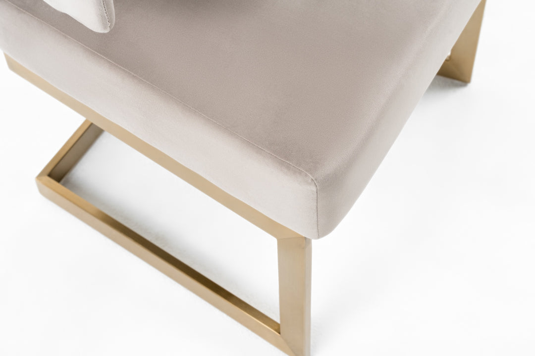 Calvo Modern OffWhite Velvet & Brass Dining Chair