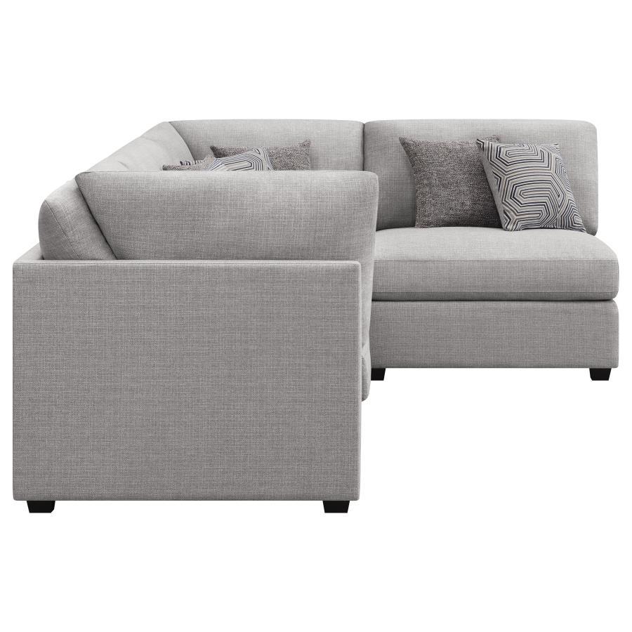 Cambria - 4 Piece Upholstered Modular Sectional Sofa - Gray Stationary Sectional modern furniture Contempo Furniture