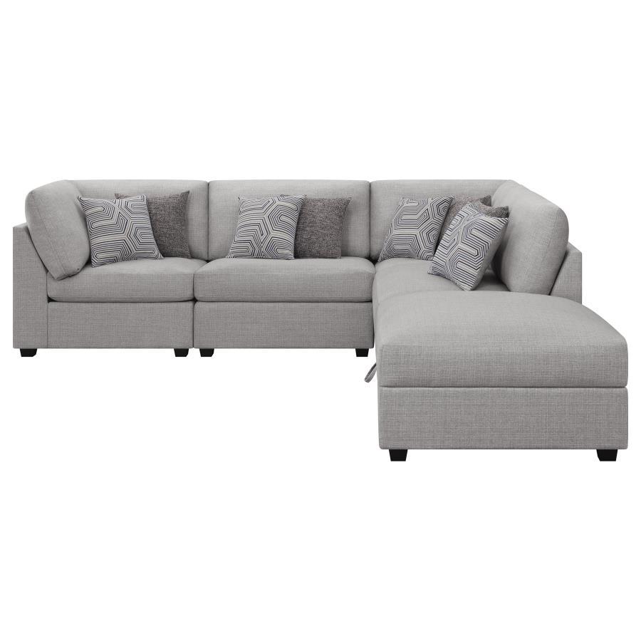 Cambria - 5 Piece Upholstered Modular Sectional Sofa - Gray Stationary Sectional modern furniture Contempo Furniture